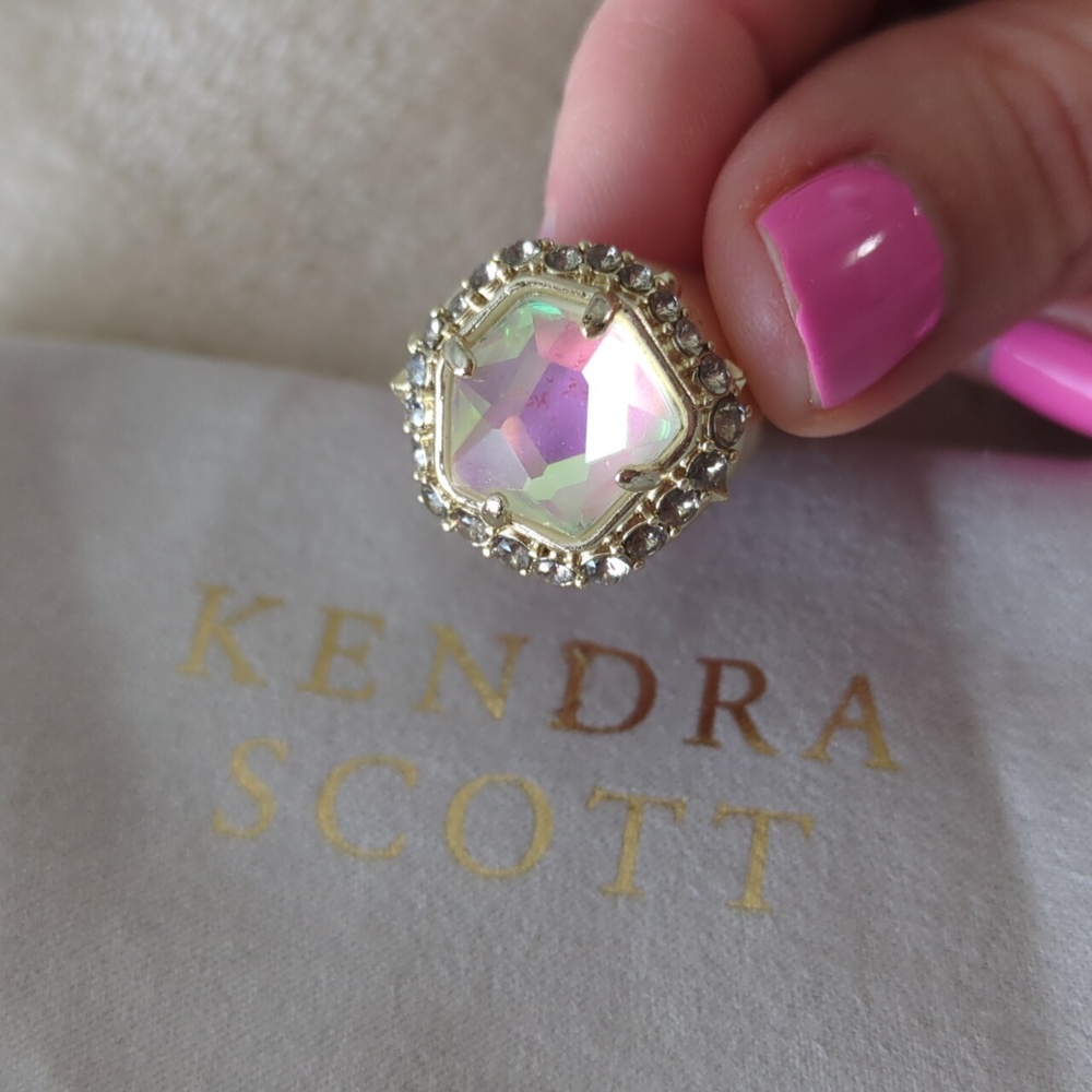 Kendra Scott Schuyler Gold Dichroic Glass Cocktail Ring size 6 - Picture 14 of 16